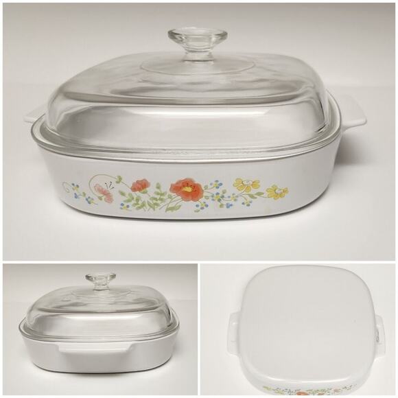 Corningware Other - Corning Ware Wildflower 2.5 Qt. Casserole Dish Lid/ Anchor Hocking 2Qt Bakeware